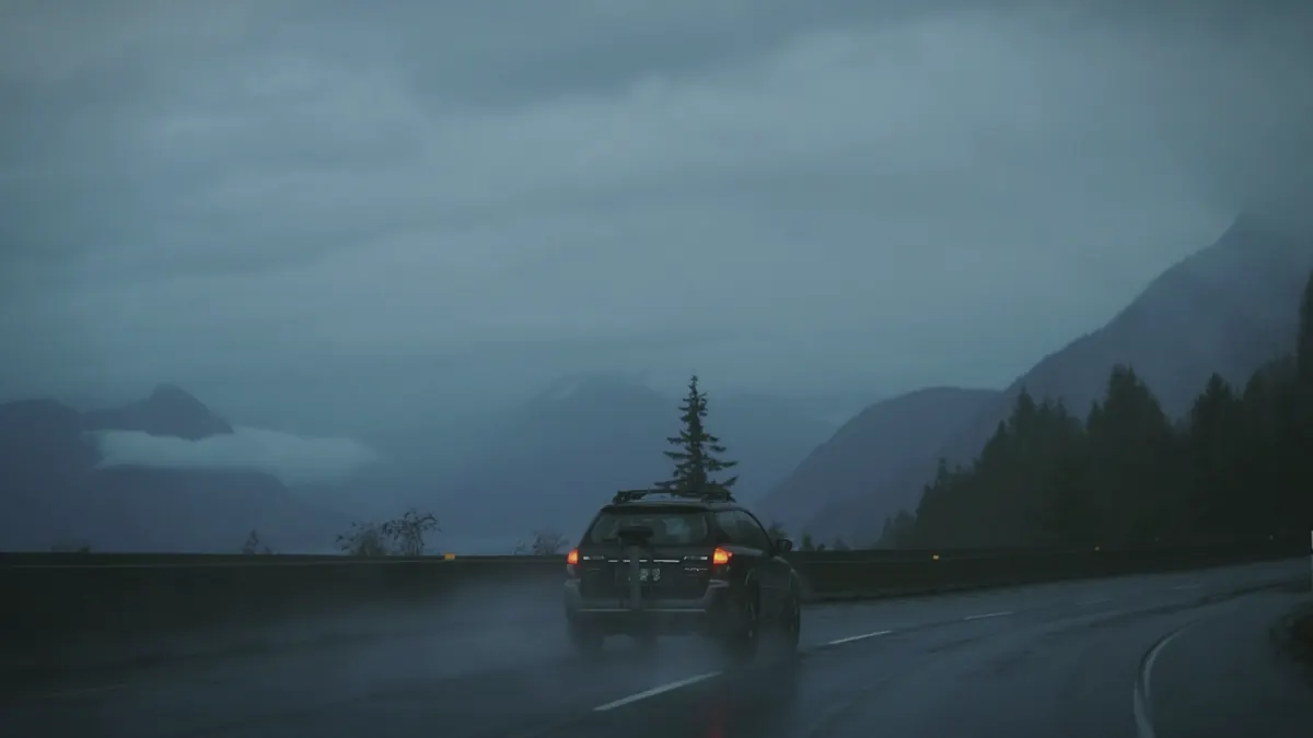 Rainy Sea-to-Sky highway vehicle photo for independent BC appraisals