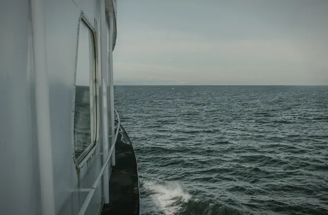 Coastal ferry water scene for an out-of-province vehicle guide