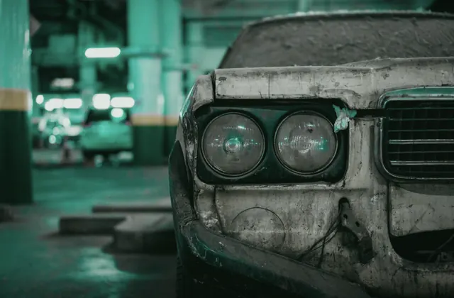 Damaged vehicle close-up for a total-loss appraisal guide