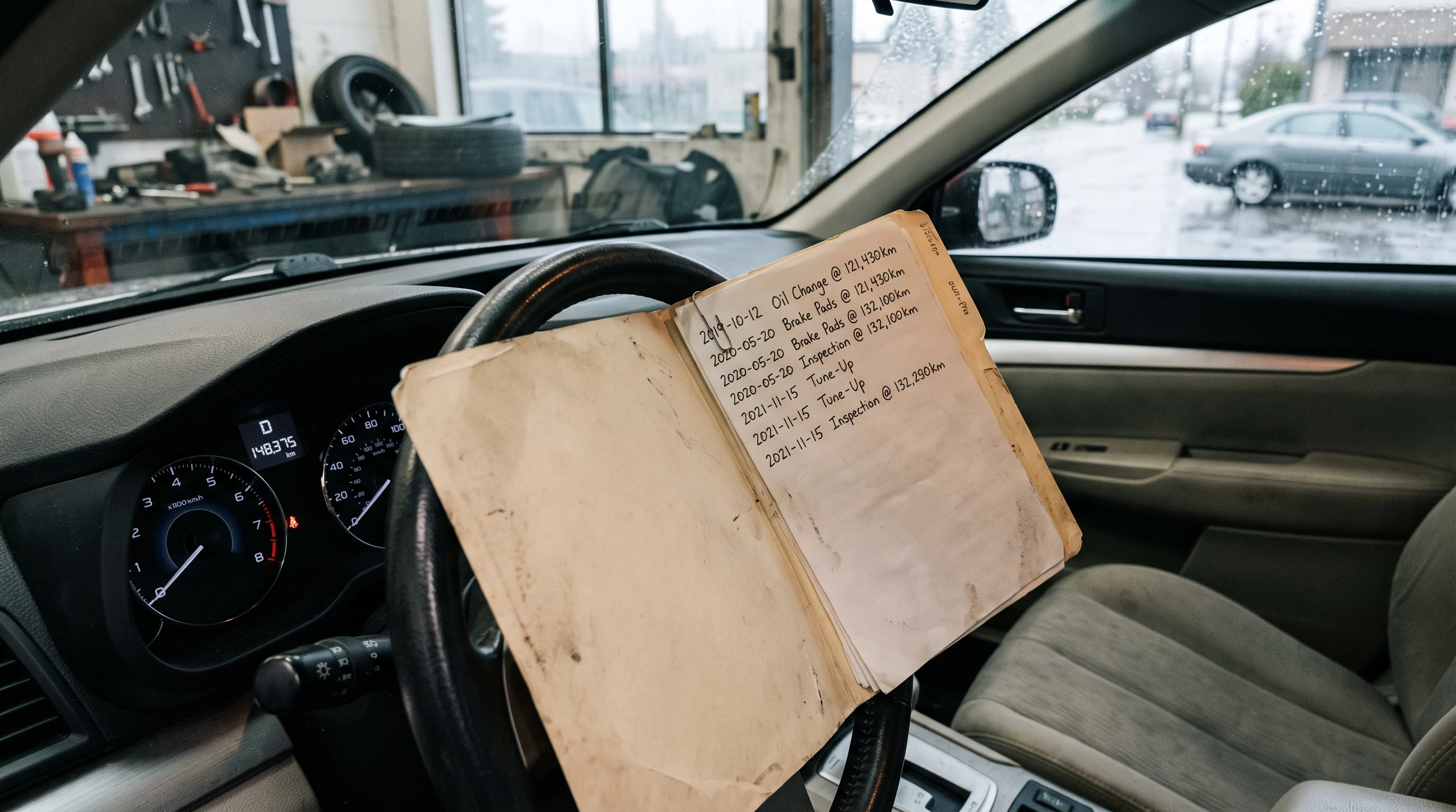 Vehicle dashboard and windshield photo for a Carfax car value guide