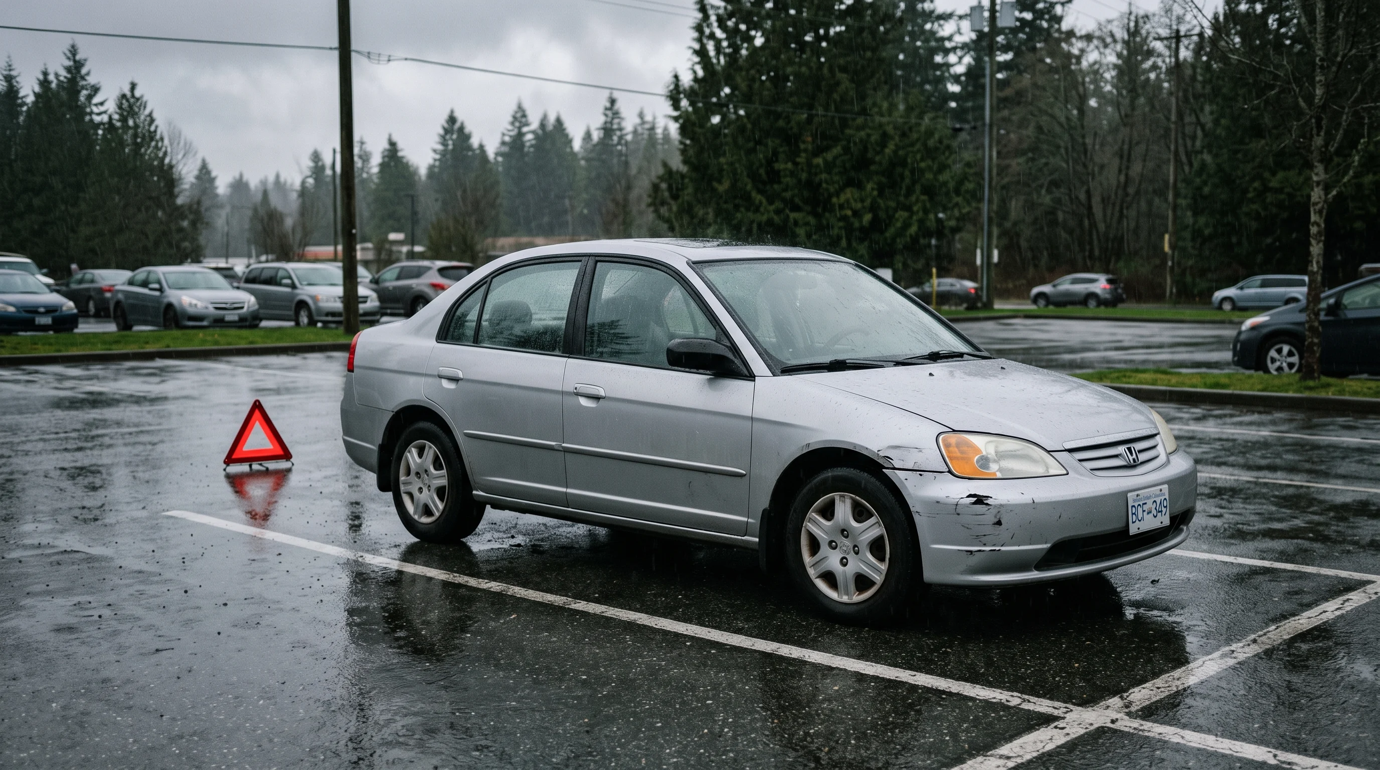 Close-up of a damaged vehicle for an ICBC car value guide